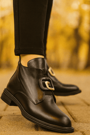 Ghete Casual Dama din Piele Bex Negre cu Accesoriu - FENEGhete damaBigiottos Shoes