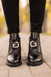 Ghete Casual Dama din Piele Bex Negre cu Accesoriu - FENEGhete damaBigiottos Shoes