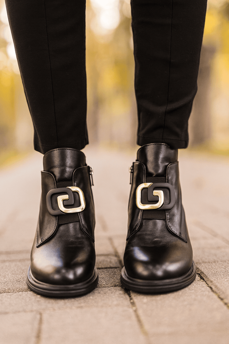 Ghete Casual Dama din Piele Bex Negre cu Accesoriu - FENEGhete damaBigiottos Shoes