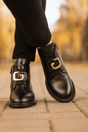 Ghete Casual Dama din Piele Bex Negre cu Accesoriu - FENEGhete damaBigiottos Shoes