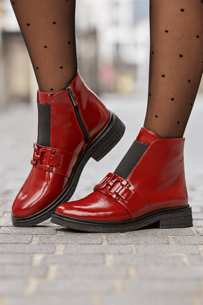 Ghete Casual Dama din Piele Bordo cu Accesoriu - EPAGhete damaBigiottos Shoes