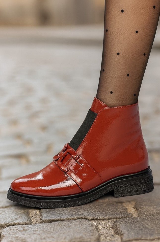 Ghete Casual Dama din Piele Bordo cu Accesoriu - EPAGhete damaBigiottos Shoes