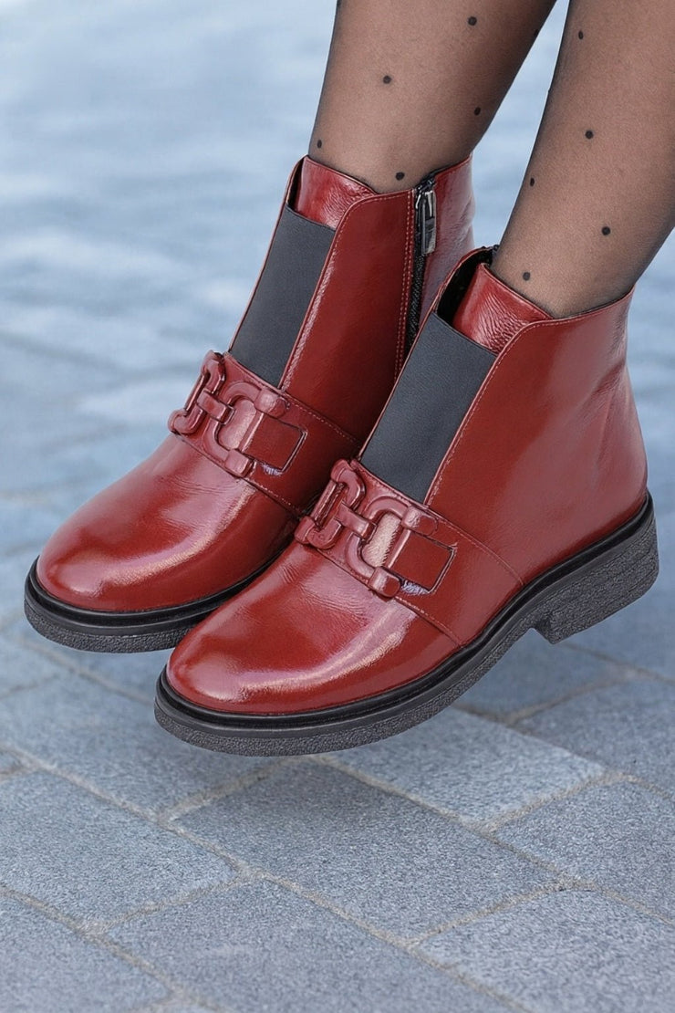 Ghete Casual Dama din Piele Bordo cu Accesoriu - EPAGhete damaBigiottos Shoes