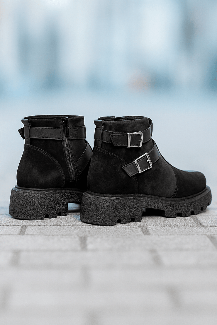 Ghete Casual Dama din Piele cu Catarame Negre - TRYZZGhete damaBigiottos Shoes