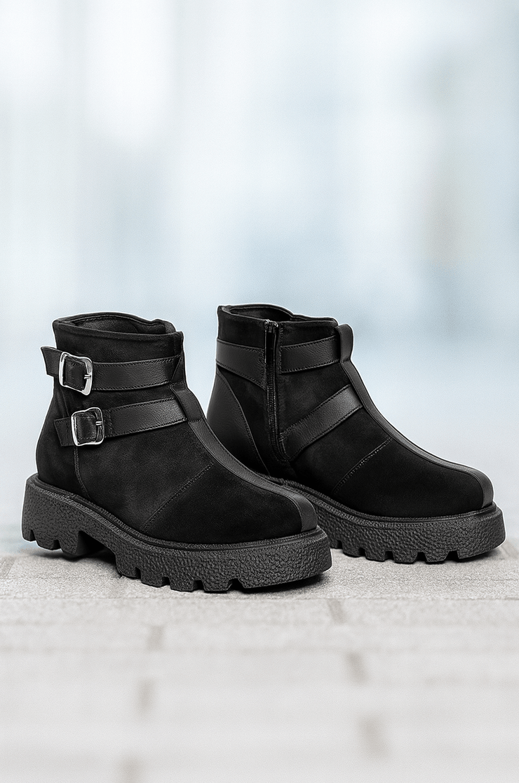 Ghete Casual Dama din Piele cu Catarame Negre - TRYZZGhete damaBigiottos Shoes