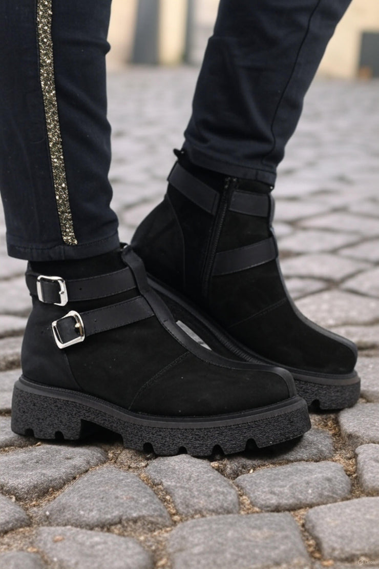 Ghete Casual Dama din Piele cu Catarame Negre - TRYZZGhete damaBigiottos Shoes