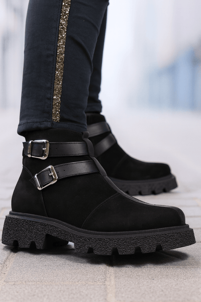 Ghete Casual Dama din Piele cu Catarame Negre - TRYZZGhete damaBigiottos Shoes