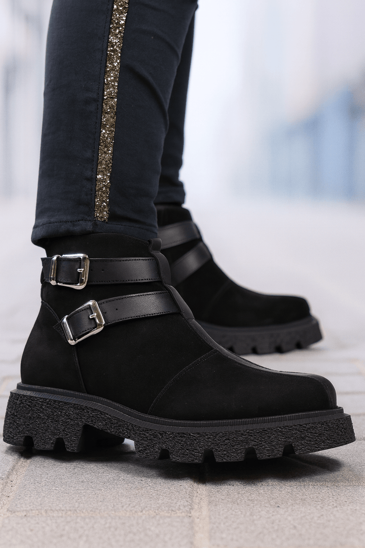 Ghete Casual Dama din Piele cu Catarame Negre - TRYZZGhete damaBigiottos Shoes