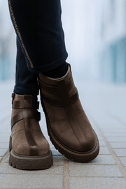 Ghete Casual Dama din Piele cu Catarame TAUPE - TRYAGhete damaBigiottos Shoes