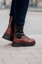 Ghete Casual Dama din Piele cu Fermoar Bordo - FALYGhete damaBigiottos Shoes