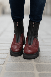 Ghete Casual Dama din Piele cu Fermoar Bordo - FALYGhete damaBigiottos Shoes