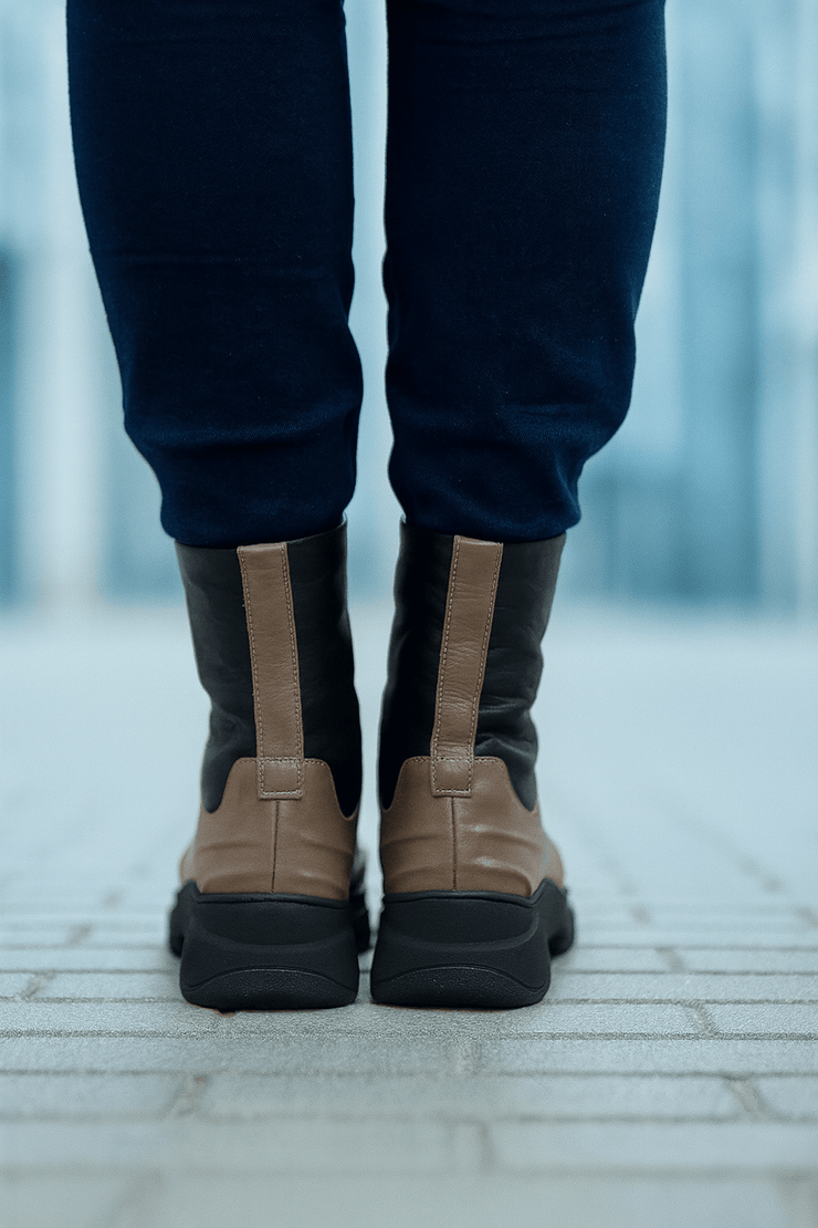 Ghete Casual Dama din Piele cu Fermoar Taupe - FALEGhete damaBigiottos Shoes