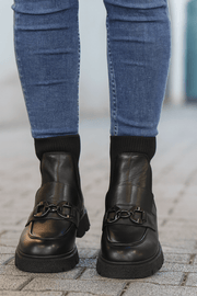 Ghete Casual Dama din Piele cu Strech si Accesoriu - MEDAGhete damaBigiottos Shoes