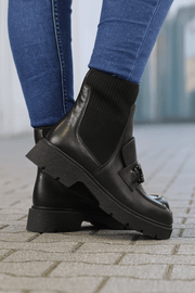 Ghete Casual Dama din Piele cu Strech si Accesoriu - MEDAGhete damaBigiottos Shoes