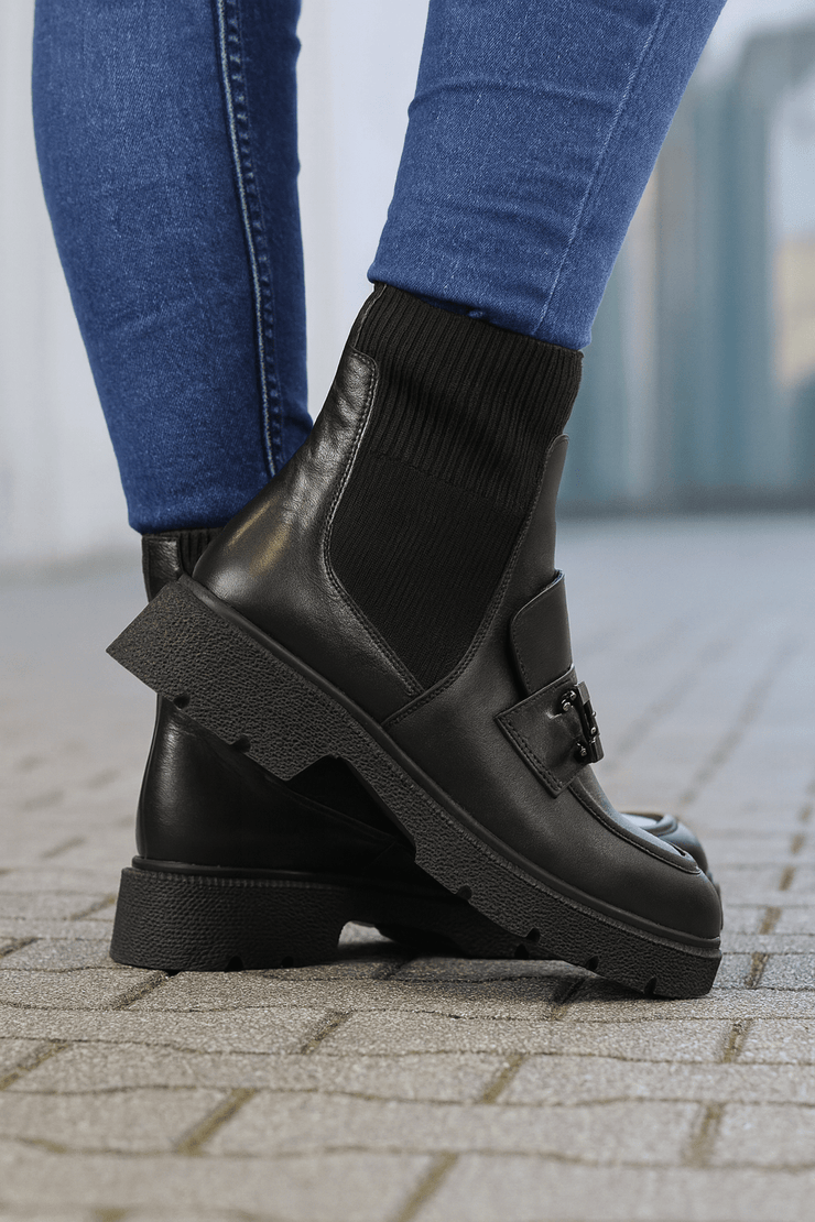 Ghete Casual Dama din Piele cu Strech si Accesoriu - MEDAGhete damaBigiottos Shoes