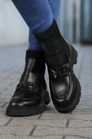 Ghete Casual Dama din Piele cu Strech si Accesoriu - MEDAGhete damaBigiottos Shoes