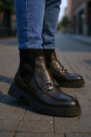 Ghete Casual Dama din Piele cu Strech si Accesoriu - MEDAGhete damaBigiottos Shoes