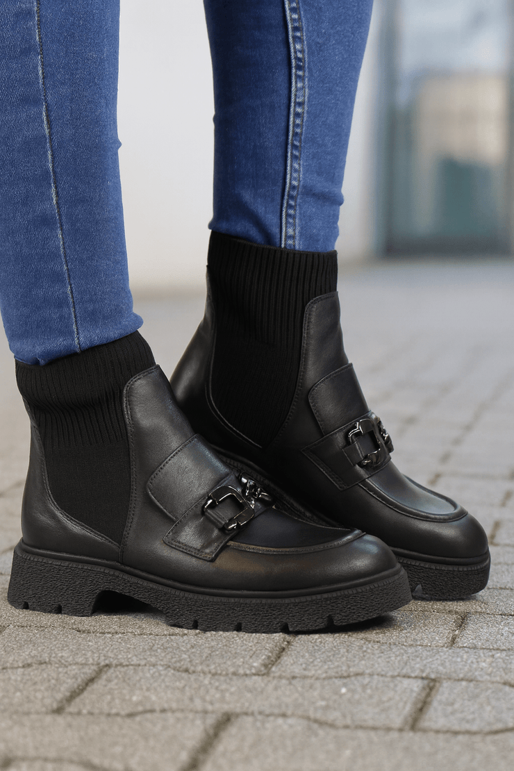 Ghete Casual Dama din Piele cu Strech si Accesoriu - MEDAGhete damaBigiottos Shoes