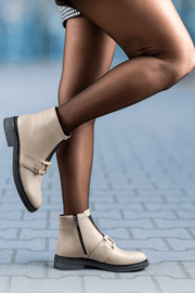 Ghete Casual Dama din Piele Gri cu Accesoriu - ENYGhete damaBigiottos Shoes