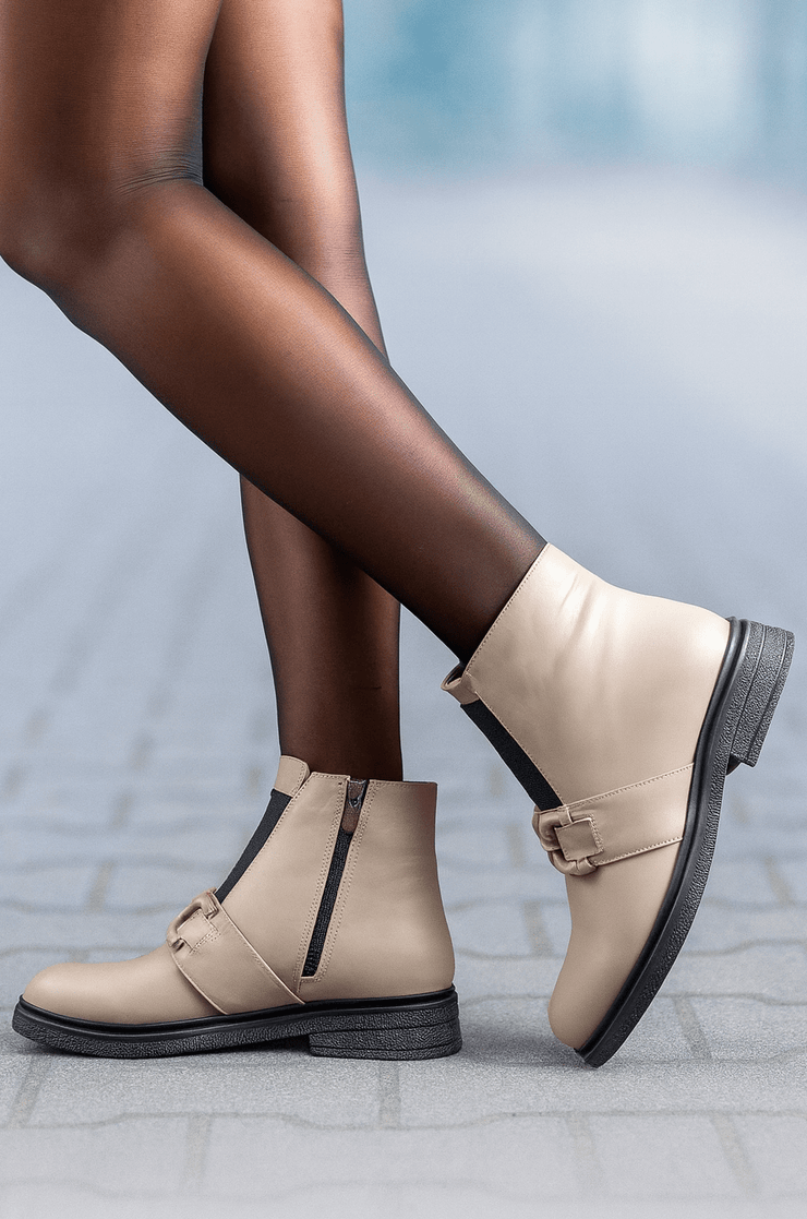 Ghete Casual Dama din Piele Gri cu Accesoriu - ENYGhete damaBigiottos Shoes