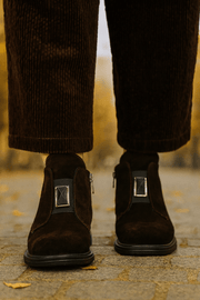 Ghete Casual Dama din Piele Intoarsa Maro cu Accesoriu - FENYGhete damaBigiottos Shoes