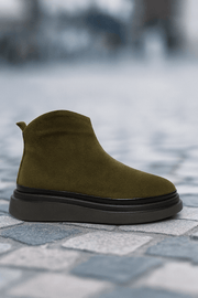 Ghete Casual Dama din Piele Intoarsa Verde - COLEGhete damaBigiottos Shoes