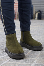 Ghete Casual Dama din Piele Intoarsa Verde - COLEGhete damaBigiottos Shoes