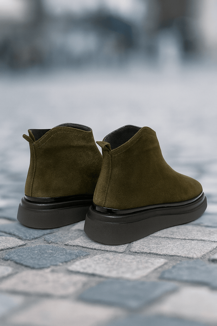 Ghete Casual Dama din Piele Intoarsa Verde - COLEGhete damaBigiottos Shoes