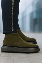 Ghete Casual Dama din Piele Intoarsa Verde - COLEGhete damaBigiottos Shoes