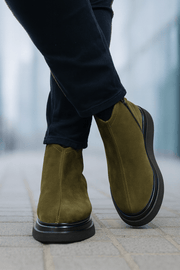 Ghete Casual Dama din Piele Intoarsa Verde - COLEGhete damaBigiottos Shoes