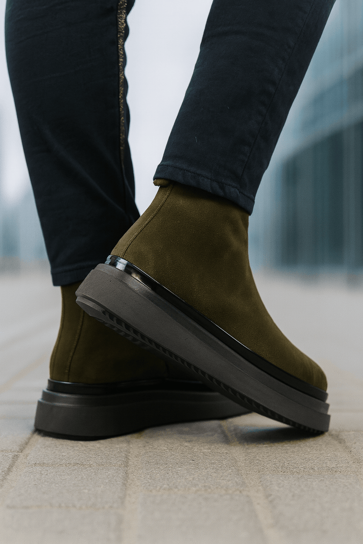 Ghete Casual Dama din Piele Intoarsa Verde - COLEGhete damaBigiottos Shoes