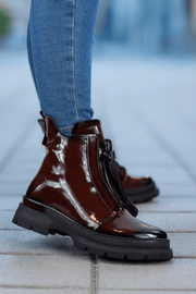 Ghete Casual Dama din Piele Lac Bordo cu Fermoar - EZEGhete damaBigiottos Shoes