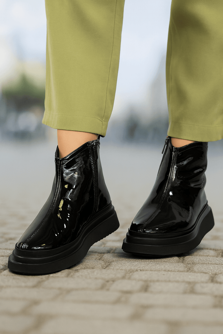 Ghete Casual Dama din Piele Lac Negre - CARAGhete damaBigiottos Shoes