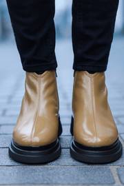 Ghete Casual Dama din Piele Lac Taupe - COFEGhete damaBigiottos Shoes