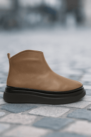 Ghete Casual Dama din Piele Lac Taupe - COFEGhete damaBigiottos Shoes