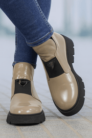 Ghete Casual Dama din Piele Lac Taupe - NUAGhete damaBigiottos Shoes