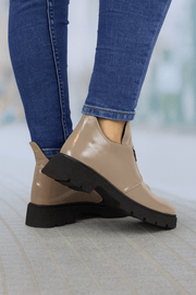 Ghete Casual Dama din Piele Lac Taupe - NUAGhete damaBigiottos Shoes