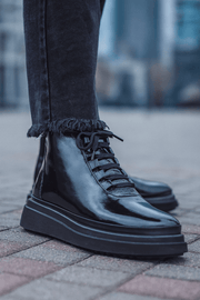 Ghete Casual Dama din Piele Lacuita Negre - COZAGhete damaBigiottos Shoes