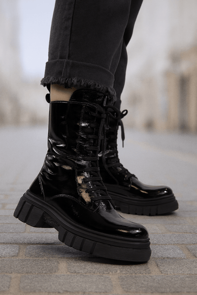 Ghete Casual Dama din Piele Lacuita Negre - FABEGhete damaBigiottos Shoes