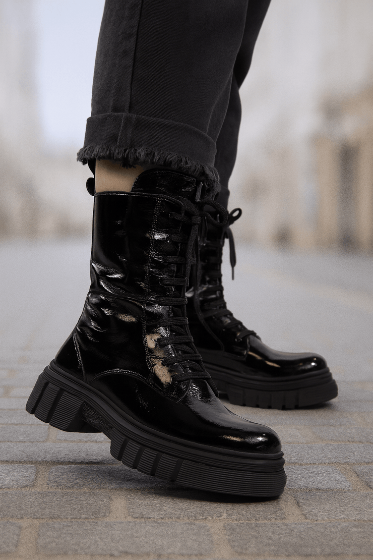 Ghete Casual Dama din Piele Lacuita Negre - FABEGhete damaBigiottos Shoes