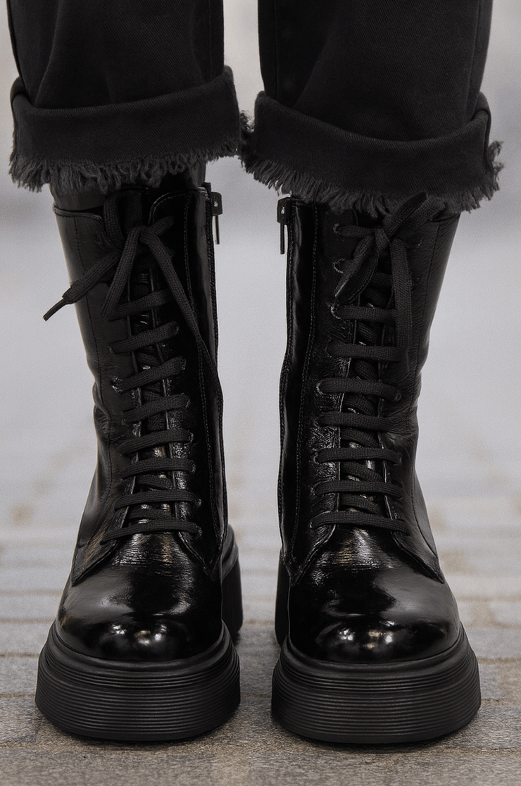 Ghete Casual Dama din Piele Lacuita Negre - FABEGhete damaBigiottos Shoes