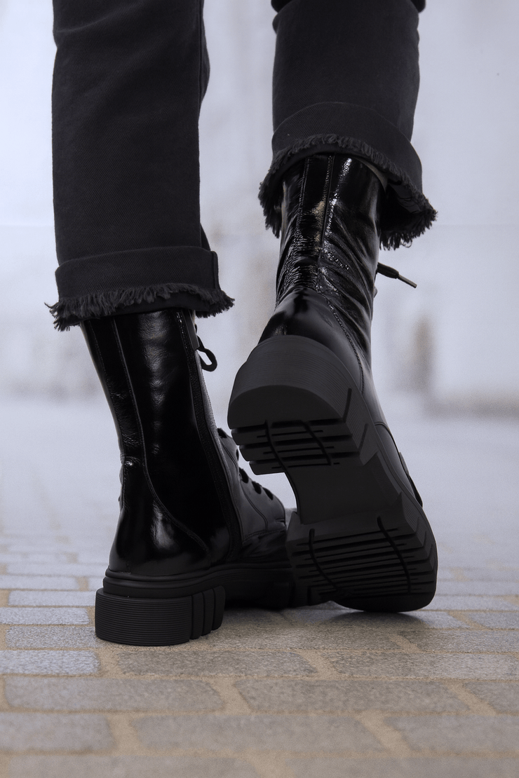 Ghete Casual Dama din Piele Lacuita Negre - FABEGhete damaBigiottos Shoes