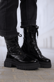 Ghete Casual Dama din Piele Lacuita Negre - FABEGhete damaBigiottos Shoes