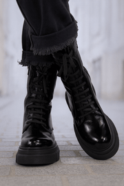 Ghete Casual Dama din Piele Lacuita Negre - FABEGhete damaBigiottos Shoes