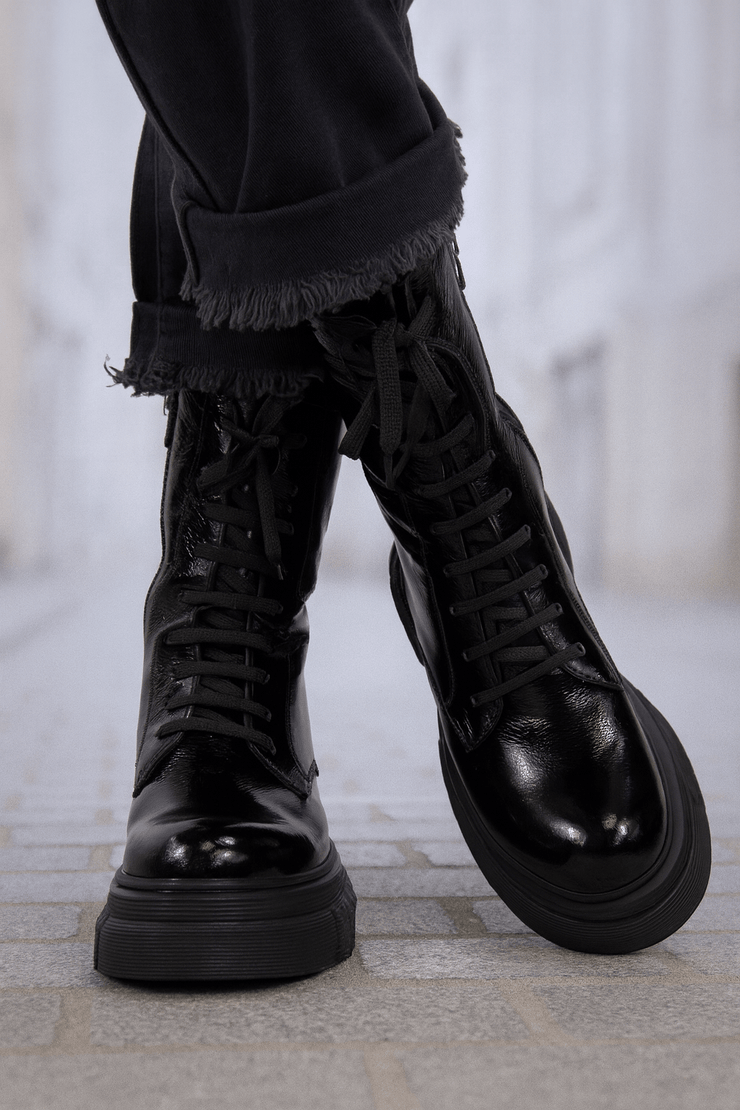 Ghete Casual Dama din Piele Lacuita Negre - FABEGhete damaBigiottos Shoes