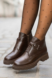 Ghete Casual Dama din Piele Maro cu Imprimeu - DIPAGhete damaBigiottos Shoes