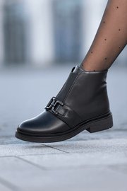 Ghete Casual Dama din Piele Negre cu Accesoriu - EPROGhete damaBigiottos Shoes