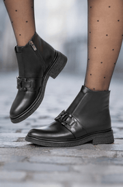 Ghete Casual Dama din Piele Negre cu Accesoriu - EPROGhete damaBigiottos Shoes