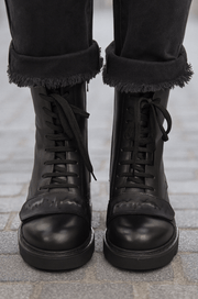 Ghete Casual Dama din Piele Negre cu Accesoriu - FATEGhete damaBigiottos Shoes