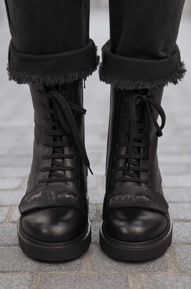 Ghete Casual Dama din Piele Negre cu Accesoriu - FATEGhete damaBigiottos Shoes